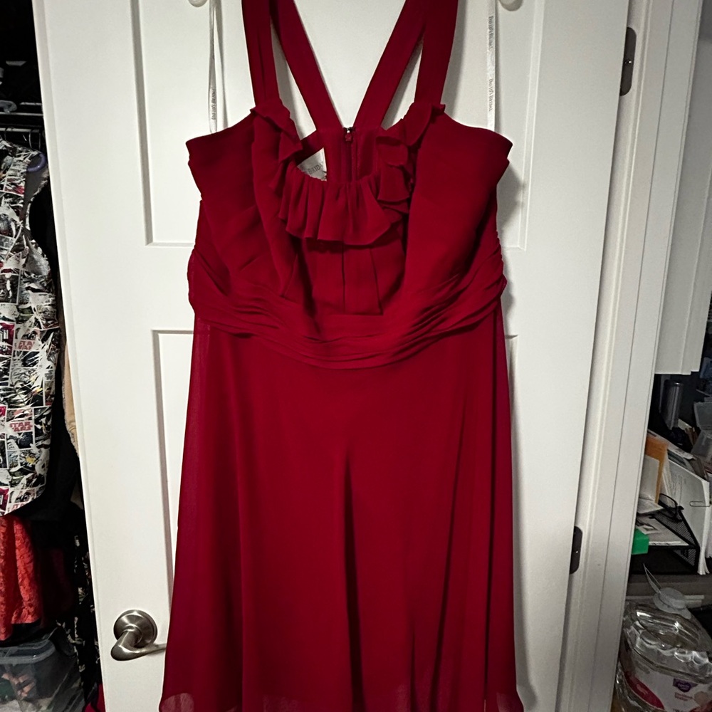 David's Bridal Deep Red Sleeveless Dress